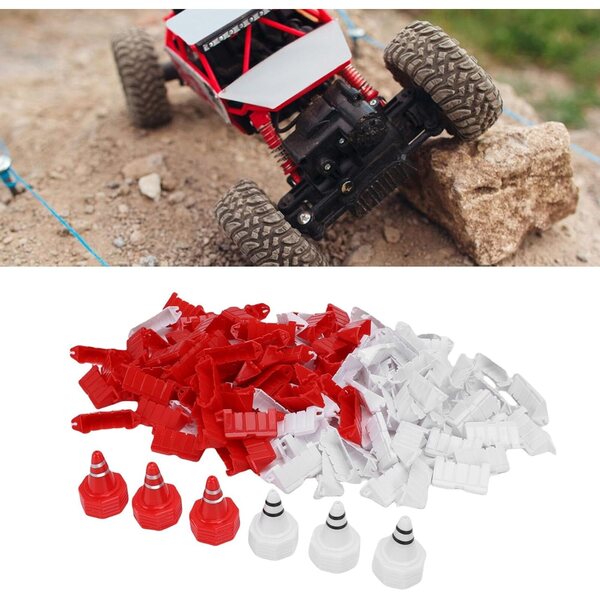 120-teiliges RC-Car-Streckenzaun-Set mit rot-weißen ABS-Straßenkegeln