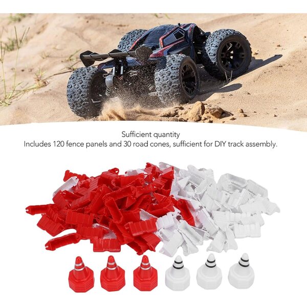 120-teiliges RC-Car-Streckenzaun-Set mit rot-weißen ABS-Straßenkegeln