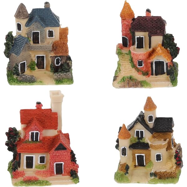 BESPORTBLE 4 pezzi Casette Miniatura in Resina per Decorazioni da Giardino e Paesaggio