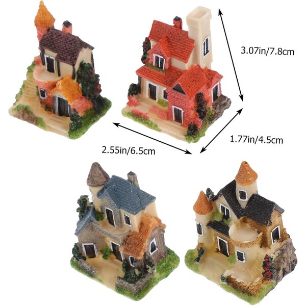 BESPORTBLE 4 pezzi Casette Miniatura in Resina per Decorazioni da Giardino e Paesaggio