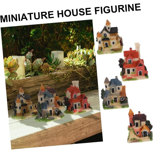 BESPORTBLE 4 pezzi Casette Miniatura in Resina per Decorazioni da Giardino e Paesaggio