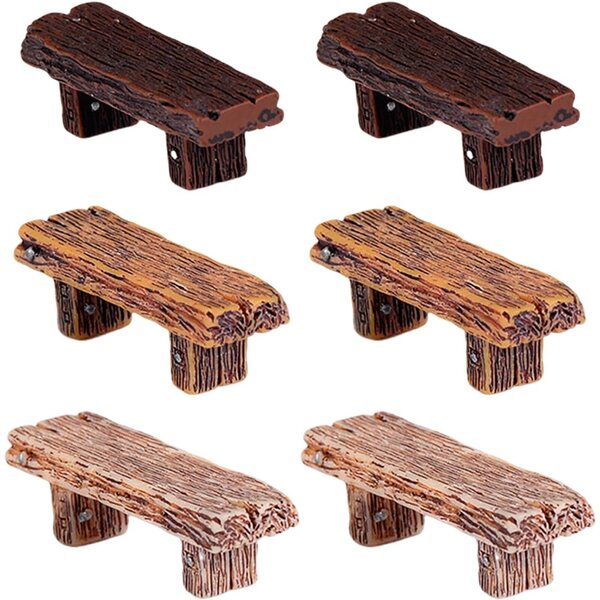 6 Sgabelli Miniatura Doppio in Resina Tricolore per Micro Giardini e Artigianato DIY