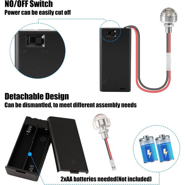 Mini luci LED per case delle bambole bianco caldo con porta batteria AA Joycabin