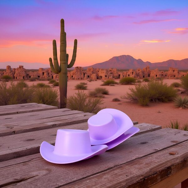 Set mit 10 lila Miniatur-Cowboyhüten im Maßstab 1:12 für Puppenhäuser und Dekorationen