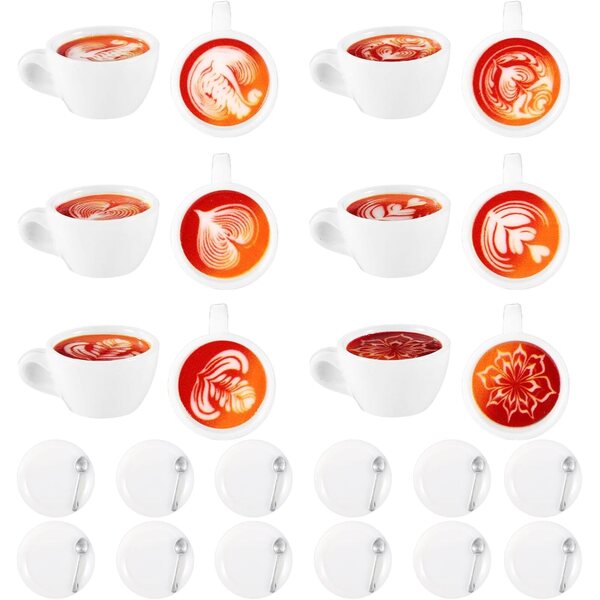 Lyreh 12pz Mini Tazze Caffè in Resina con Piattini, 6 Stili per Decorazioni e Gioielli