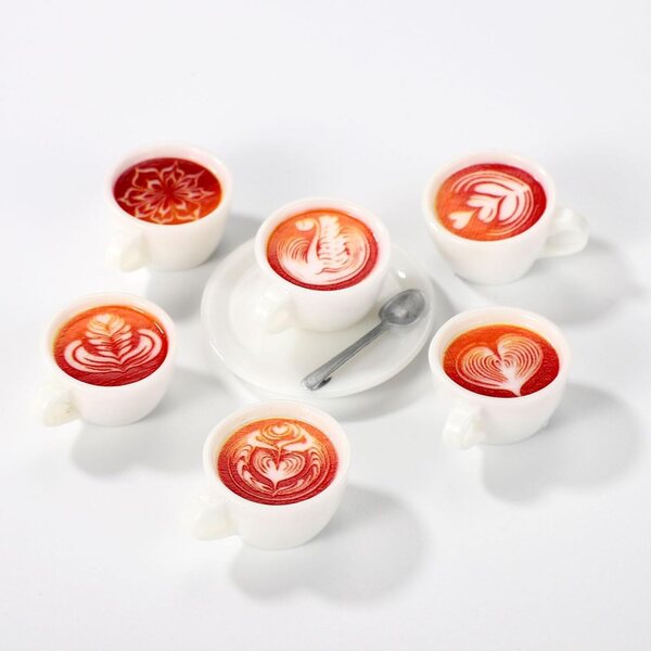 Lyreh 12pz Mini Tazze Caffè in Resina con Piattini, 6 Stili per Decorazioni e Gioielli