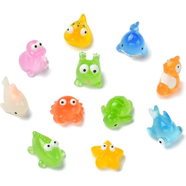 55 mini figurine animaletti marini in resina 3D per decorazioni casa e giardino