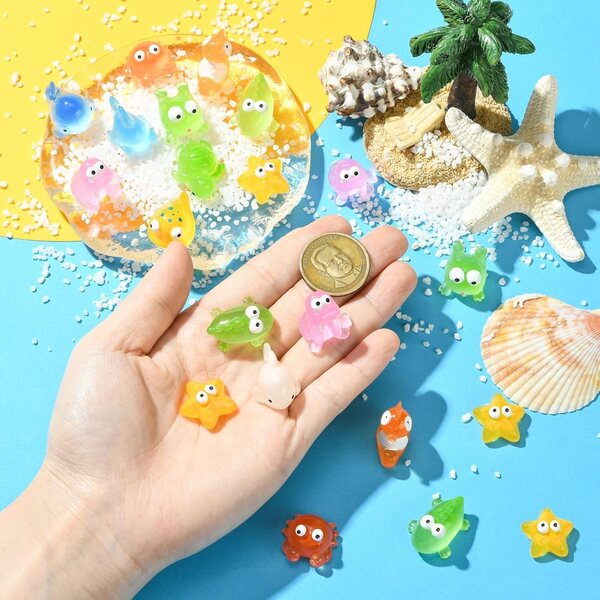 55 mini figurine animaletti marini in resina 3D per decorazioni casa e giardino