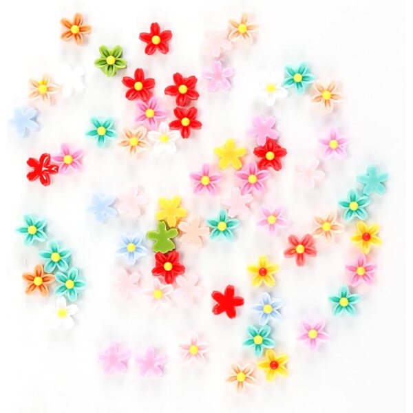 50 Mini fiori in resina colorati 3D per decorazioni fai da te e nail art 7x7 mm