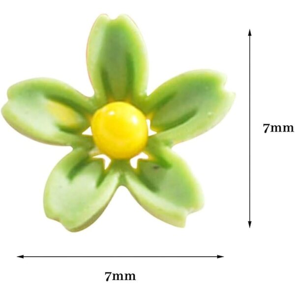 50 Mini fiori in resina colorati 3D per decorazioni fai da te e nail art 7x7 mm