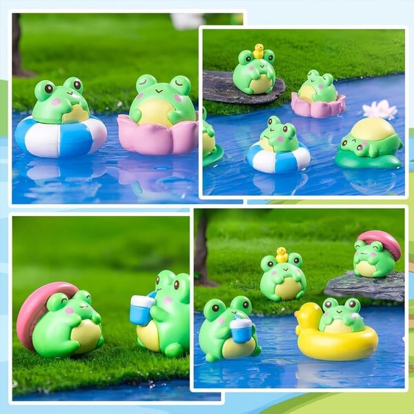 8 Mini Animali Rana in Resina per Decorazioni Micro Paesaggi e Casa delle Bambole