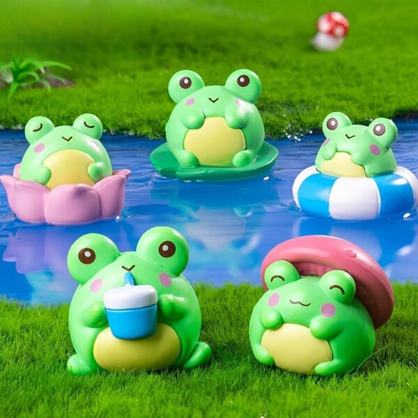 8 Mini Animali Rana in Resina per Decorazioni Micro Paesaggi e Casa delle Bambole