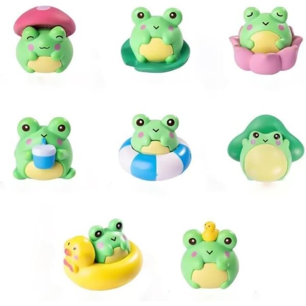 8 Mini Animali Rana in Resina per Decorazioni Micro Paesaggi e Casa delle Bambole