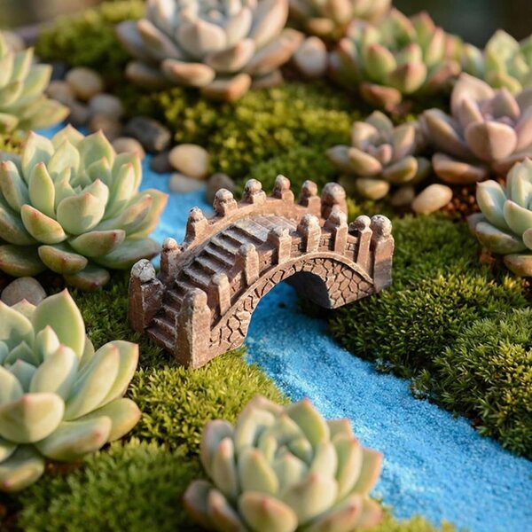 Jiangnan Mikrolandschaftsharzbrücke Miniatur, braune kleine kreative Brücke