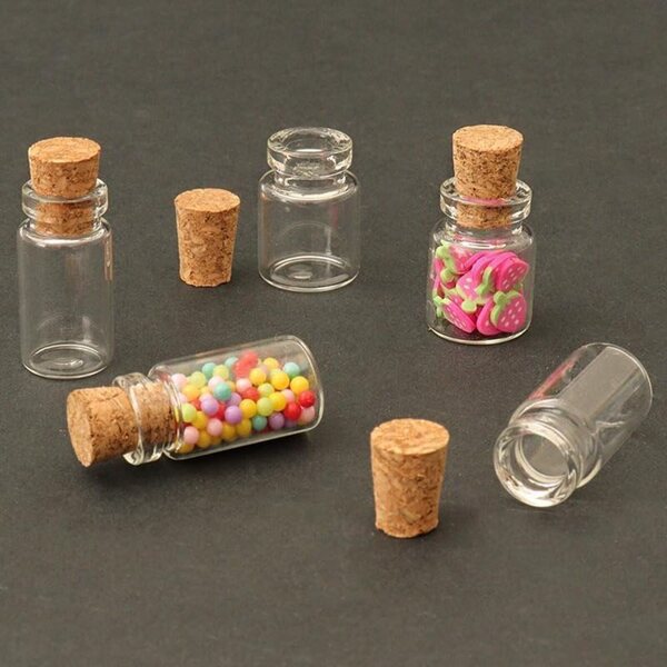 Set 10 barattoli in vetro per casa delle bambole 1:12 con tappi in sughero – Mini contenitori alimenti