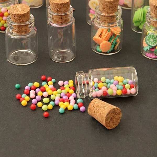 Set 10 barattoli in vetro per casa delle bambole 1:12 con tappi in sughero – Mini contenitori alimenti