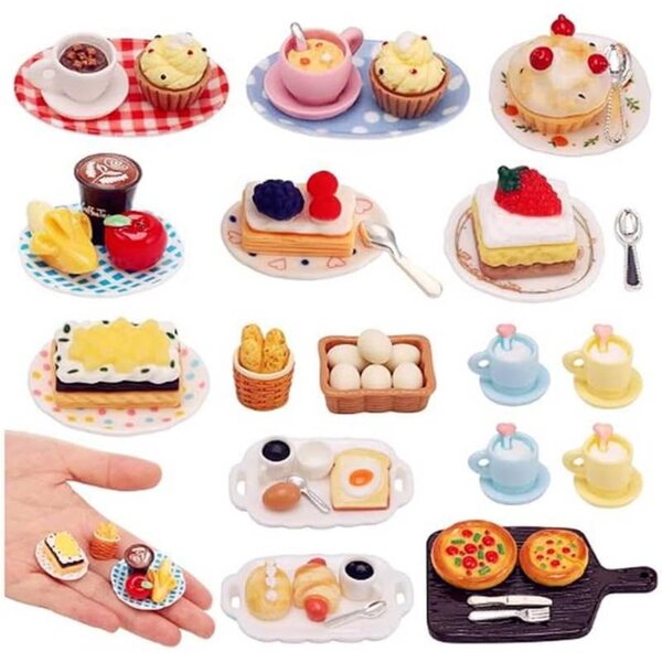 Accessori Miniature Cibo e Decorazioni in Resina per Case delle Bambole - 26 Pezzi