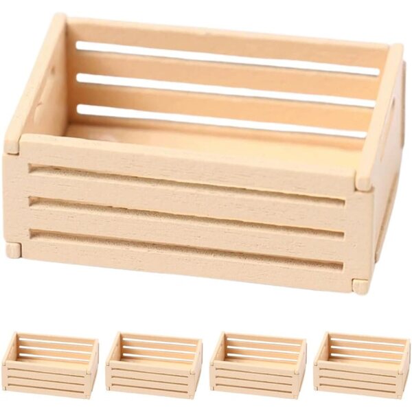 SEWACC 5 Mini-Holzkisten für Puppenhaus, authentisch und dekorativ, Beige