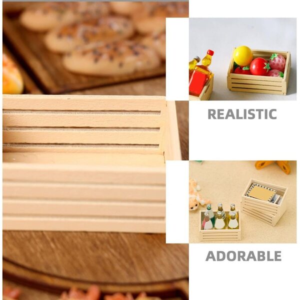 SEWACC 5 Mini-Holzkisten für Puppenhaus, authentisch und dekorativ, Beige
