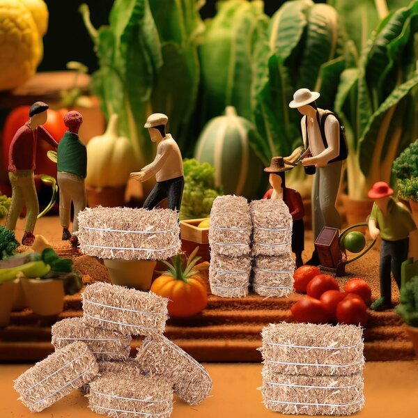 6 Mini Balle di Fieno Artigianali per Decorazioni Natalizie, Autunnali e Presepi