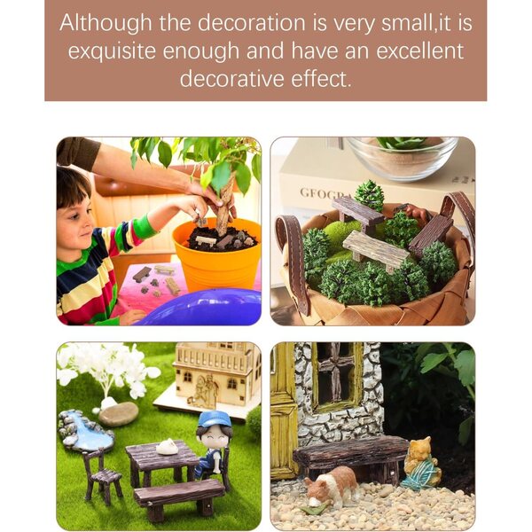 6 Mini Panchine da Giardino Giallo Chiaro per Miniature e Decorazioni Fiabesche