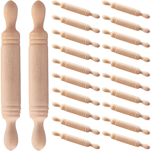 Gatuida Mini Mattarello in Legno Naturale 5 cm per Casa delle Bambole e Giochi Creativi