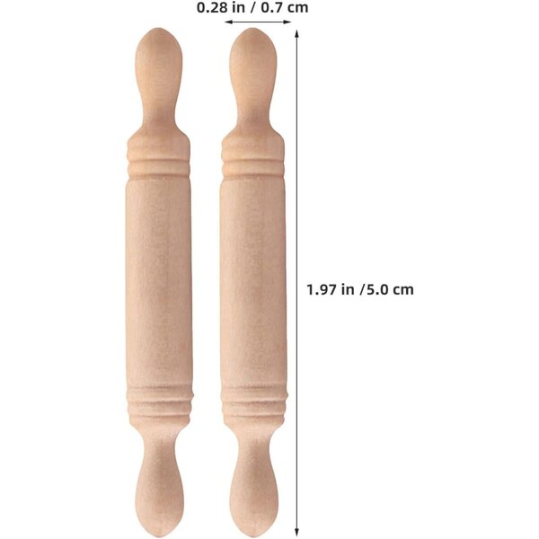 Gatuida Mini Mattarello in Legno Naturale 5 cm per Casa delle Bambole e Giochi Creativi