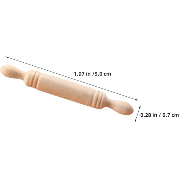 Gatuida Mini Mattarello in Legno Naturale 5 cm per Casa delle Bambole e Giochi Creativi