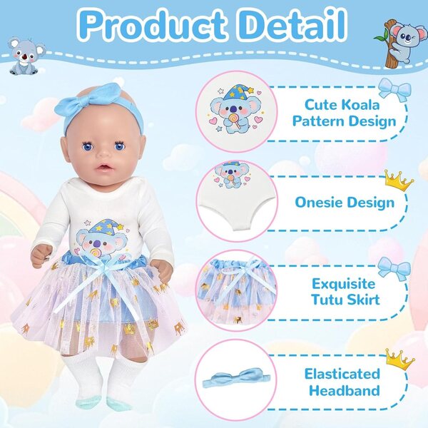 Set 5 Vestiti Blu per Bambole - Completo e Versatile Carreuty