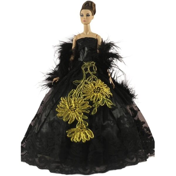 Puppenkleid 29,2 cm Prinzessinnenkleid mit Plüschschal - Odulu