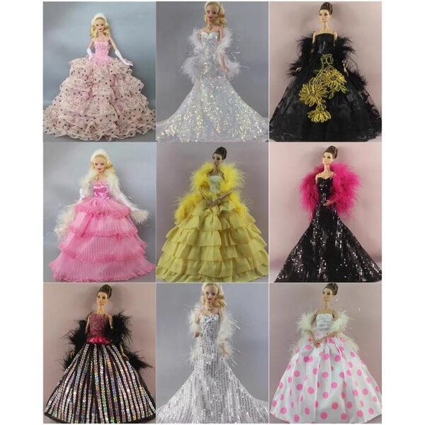 Puppenkleid 29,2 cm Prinzessinnenkleid mit Plüschschal - Odulu