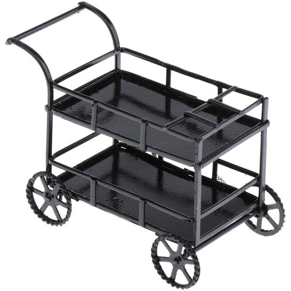 Mini Carrello Cucina in Metallo 1:12 per Casa delle Bambole - Arredo Miniatura Nero