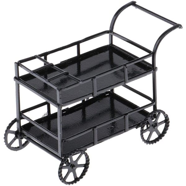 Mini Carrello Cucina in Metallo 1:12 per Casa delle Bambole - Arredo Miniatura Nero