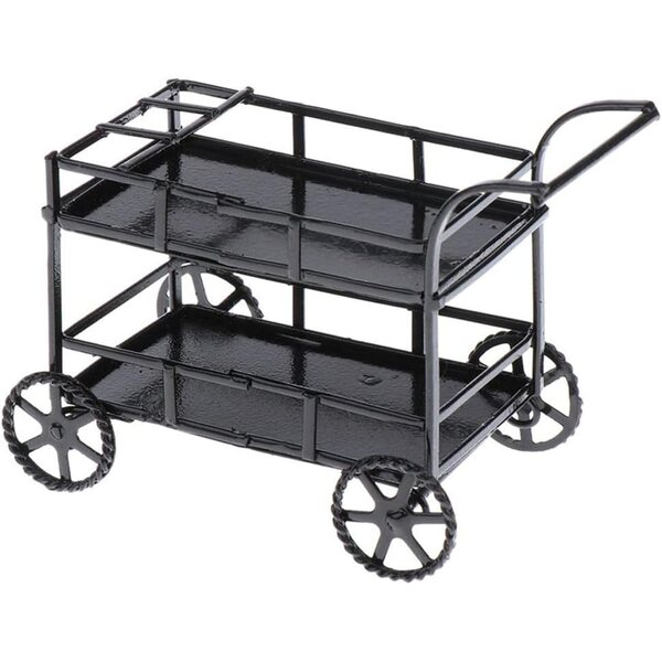 Mini Carrello Cucina in Metallo 1:12 per Casa delle Bambole - Arredo Miniatura Nero