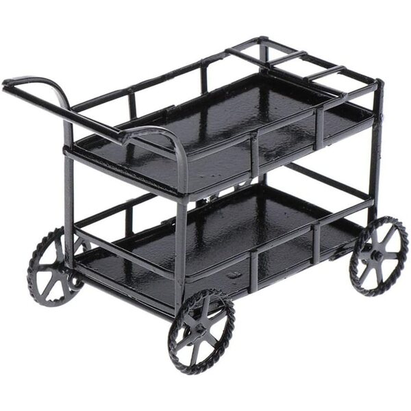 Mini Carrello Cucina in Metallo 1:12 per Casa delle Bambole - Arredo Miniatura Nero
