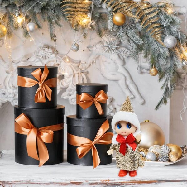 Tnfeeon 4 Bambole Elfo di Natale con Parti Mobili, Mini Decorazioni per Calze