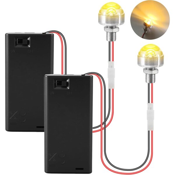 Joycabin 2 Mini Luci LED Bianco Caldo per Case delle Bambole con Supporto Batteria AA