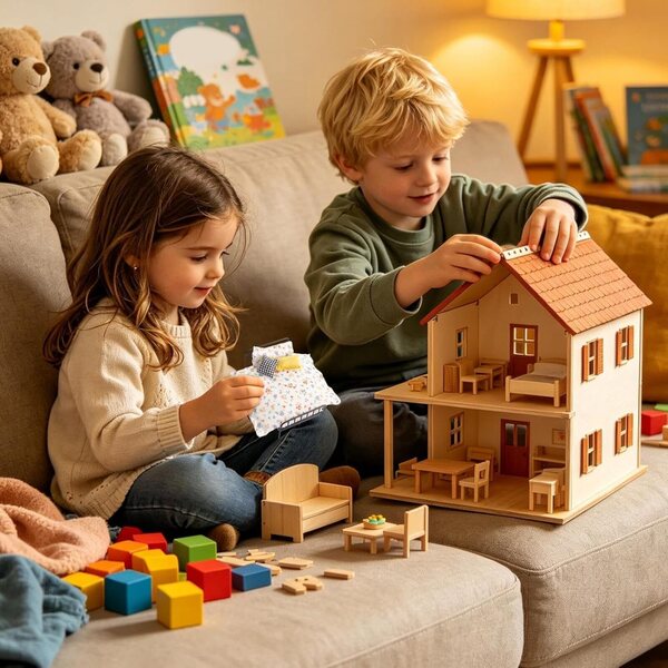 Casa in Miniatura Vintage con Biancheria e Cuscino per Casa Bambole e Diorami