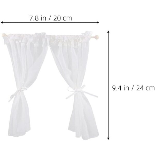 CLISPEED Set 2 Tende Miniatura per Casa delle Bambole in Pizzo Bianco 24x20 cm