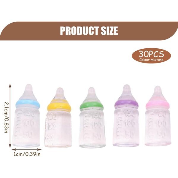 Set 30 Mini Biberon Colorati per Bambole in Plastica - Gioco Fantasioso e Decorazioni Feste
