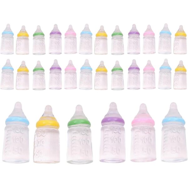 Set 30 Mini Biberon Colorati per Bambole in Plastica - Gioco Fantasioso e Decorazioni Feste