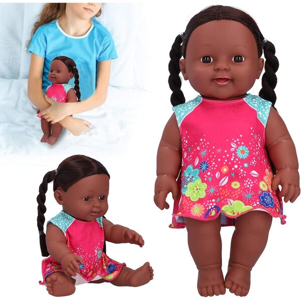 Bewinner Realistische afrikanische Puppe, 30 cm, pädagogisches und interaktives Spiel für Kinder