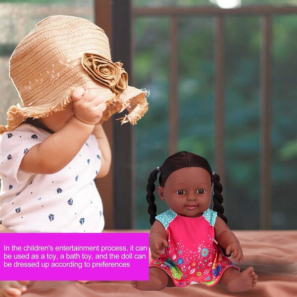 Bewinner Realistische afrikanische Puppe, 30 cm, pädagogisches und interaktives Spiel für Kinder