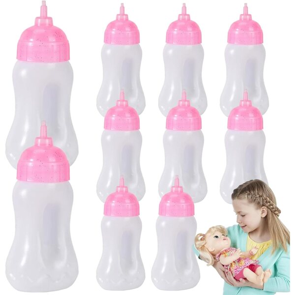 Set mit 10 realistischen und glitzernden Puppenflaschen aus Kunststoff, 4,6 Zoll – kreatives Spiel