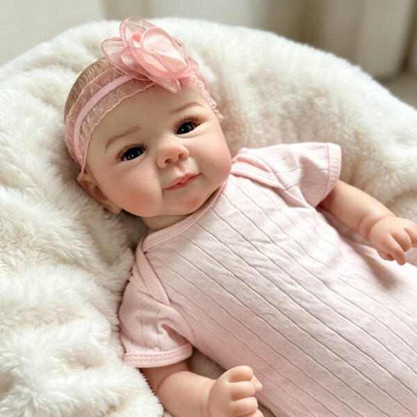 Lonian Reborn Babies Smile Dolls 17 Zoll – realistische Neugeborenenpuppe aus Silikon und Stoff