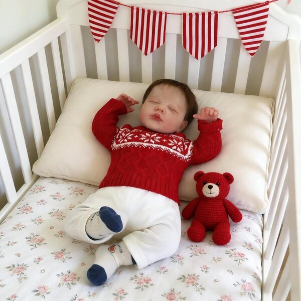 Bambola Reborn Loulou 50 cm in silicone morbido con vestiti e accessori inclusi