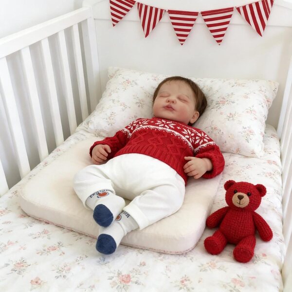 Bambola Reborn Loulou 50 cm in silicone morbido con vestiti e accessori inclusi