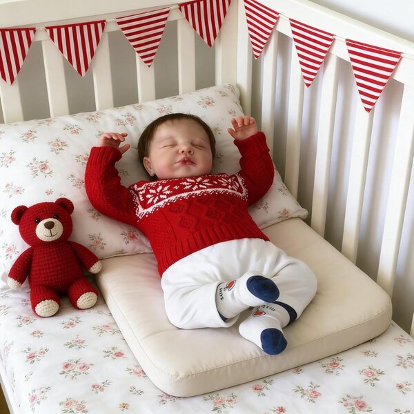 Bambola Reborn Loulou 50 cm in silicone morbido con vestiti e accessori inclusi