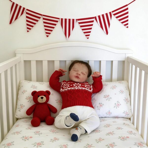 Bambola Reborn Loulou 50 cm in silicone morbido con vestiti e accessori inclusi