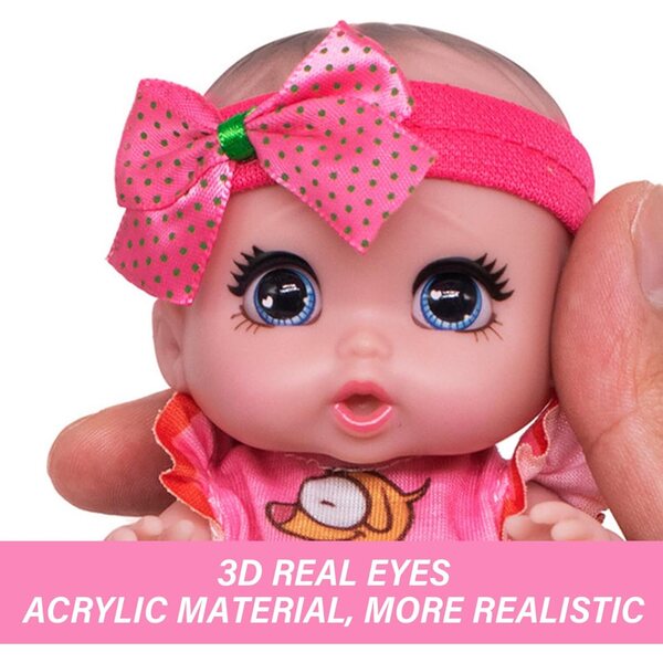 Minipuppen mit großen Augen und Kleidung, 6 x 16 cm große PVC-Gelenkpuppen